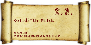 Kolláth Milda névjegykártya